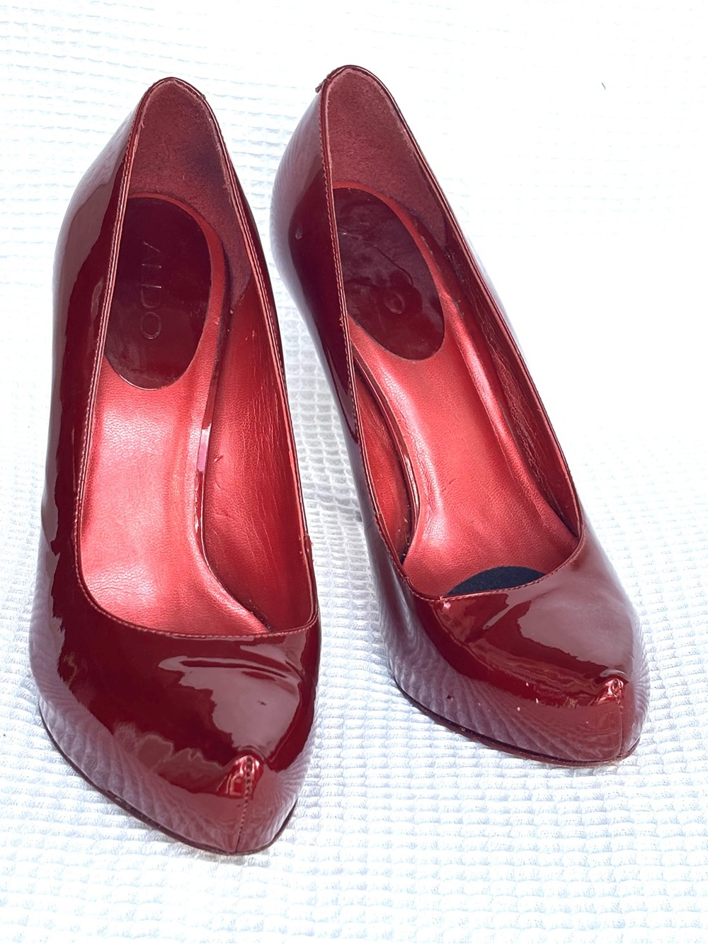 Aldo Cherry Red Patent Pointed-Toe Heels